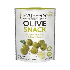 Mr Filbert’s Green Olives Lemon & Oregano 50g (Pack of 12)